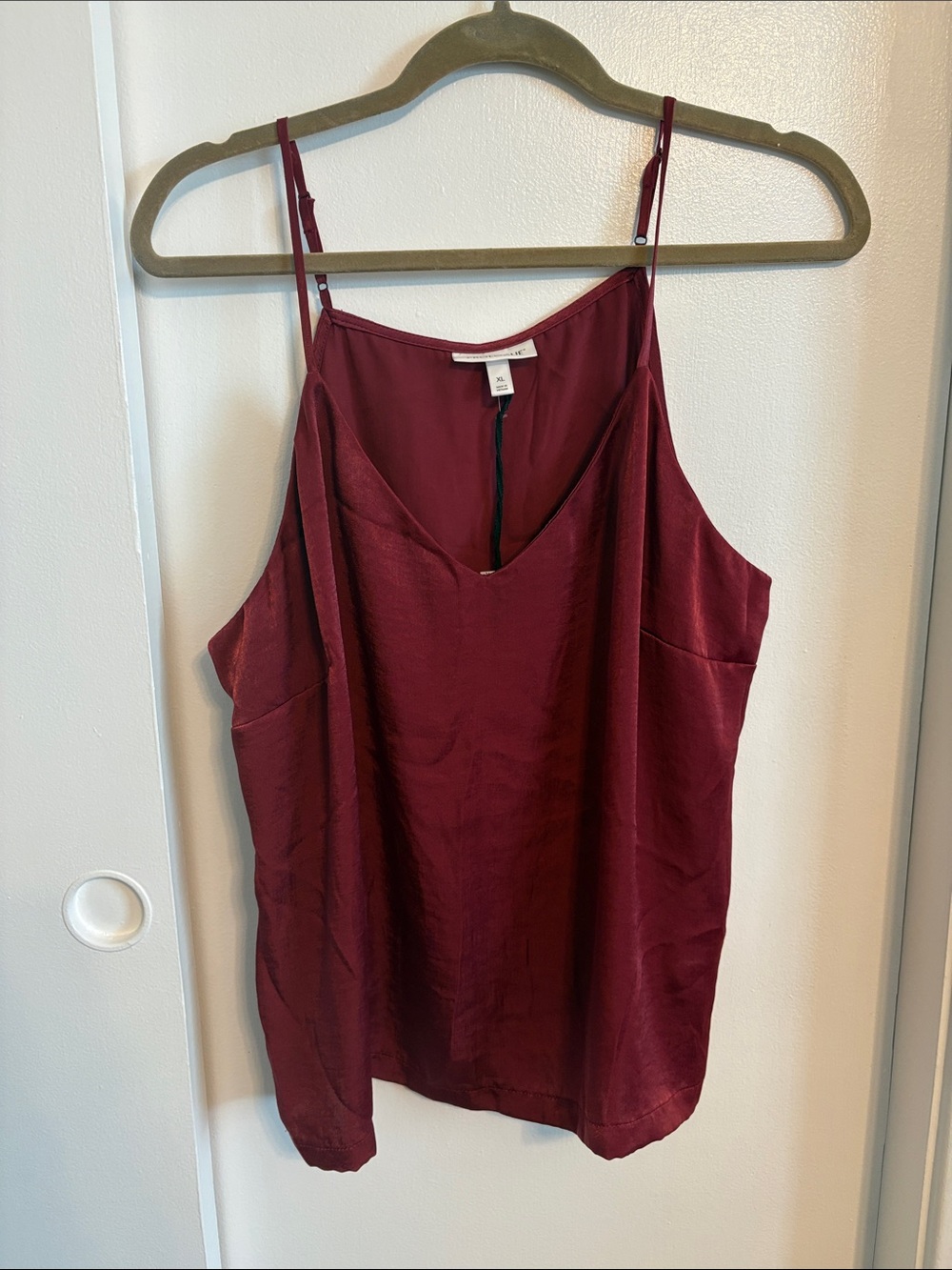 Prologue Burgundy Satin Cami with Adjustable Straps